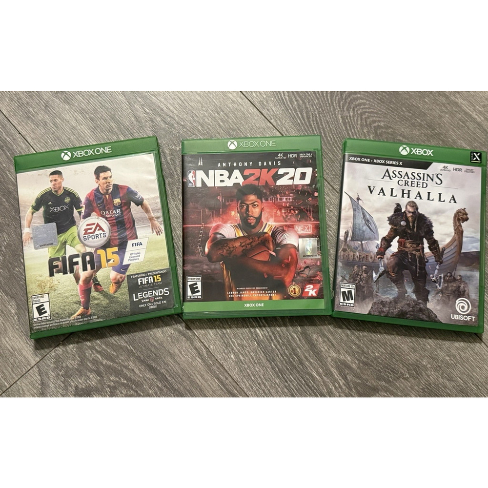 Lot Of 3 Microsoft Xbox One Games FIFA 15, NBA2K20, Assassins Creed Valhalla GUC